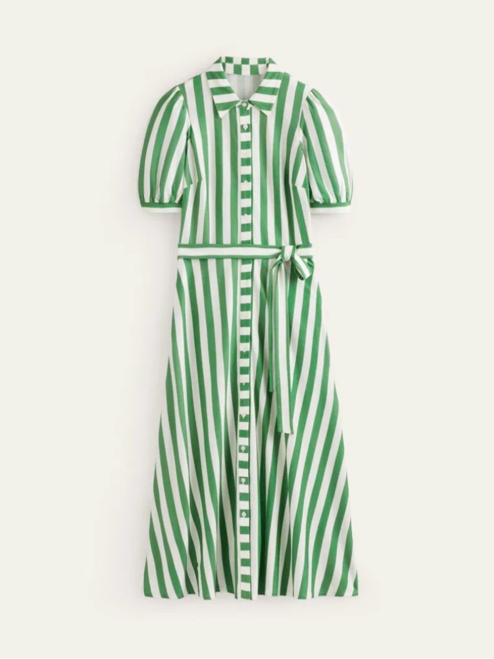 NWT Boden LIBBY Green & White Striped Midi Shirt Dress Sz 10R - Picture 6 of 16